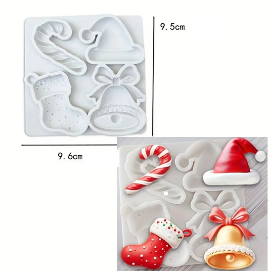 Christmas Stocking, Candy Cane, Bell & Santa Hat Mould