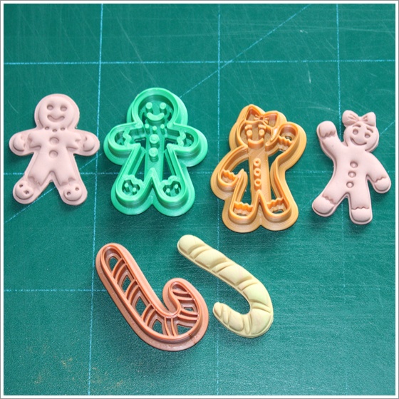 Gingerbread Man, Gingerbread Woman & Candy Cane Cupcake Toppers