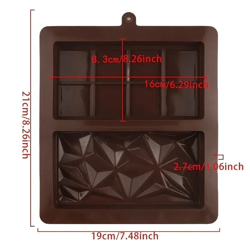 Diamond Grid & Chocolate Bar Silicone Mould - Image 2