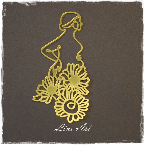 Pregnant Lady with Flower – Line Art