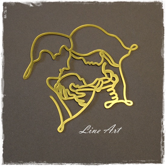 Couple with Baby – Line Art