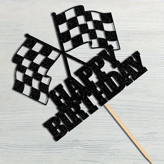 Racing Car Theme Happy Birthday – Cake Topper