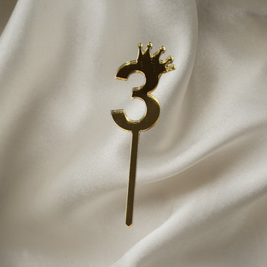 Gold Acrylic number 3 topper