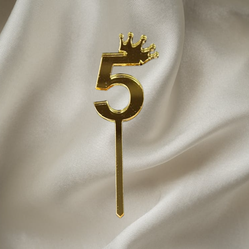 Gold number 5 Acrylic topper