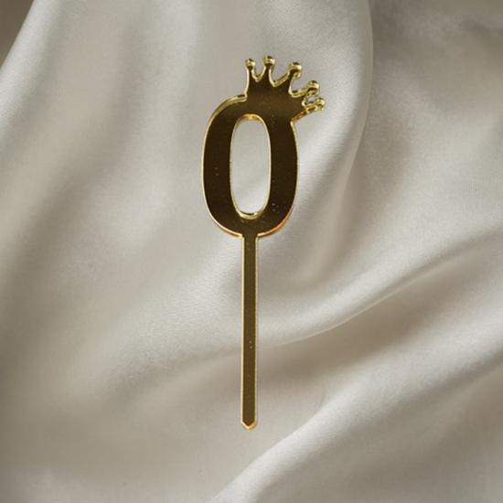 Gold Number 0 Cake Topper