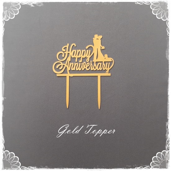 Happy Anniversary Acrylic Topper – Gold