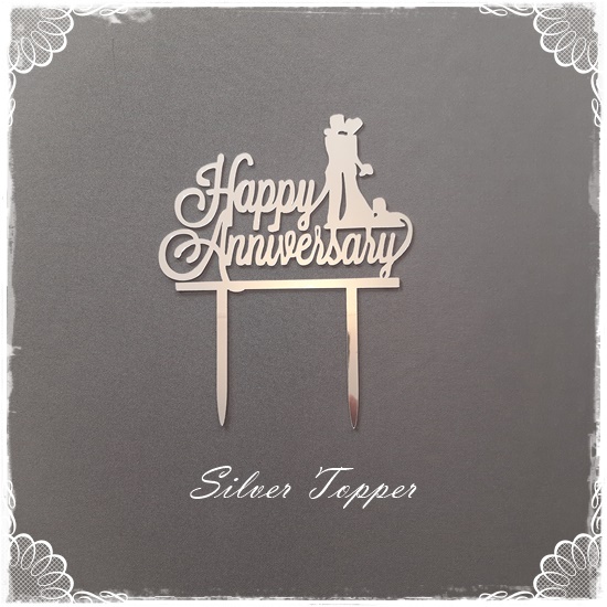 Happy Anniversary Acrylic Topper – Silver