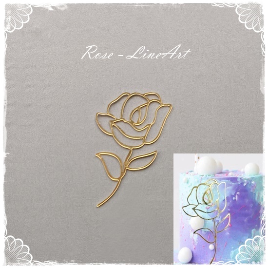 Rose – Line Art – Cake Topper