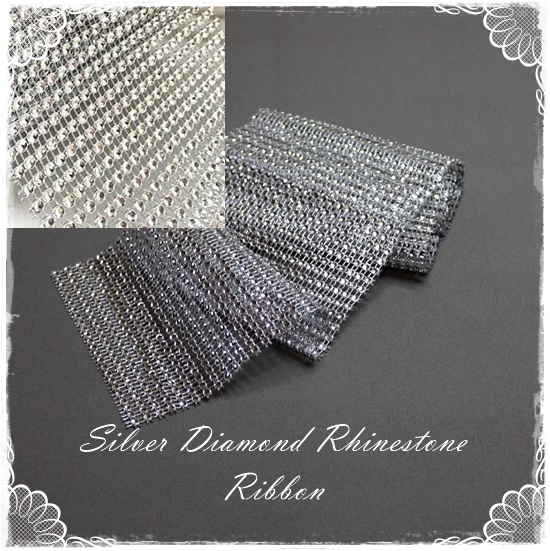 Rhinestone Diamond Ribbon – Silver