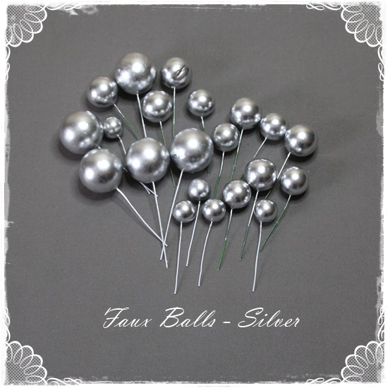Faux Balls Toppers – Silver – 20pc