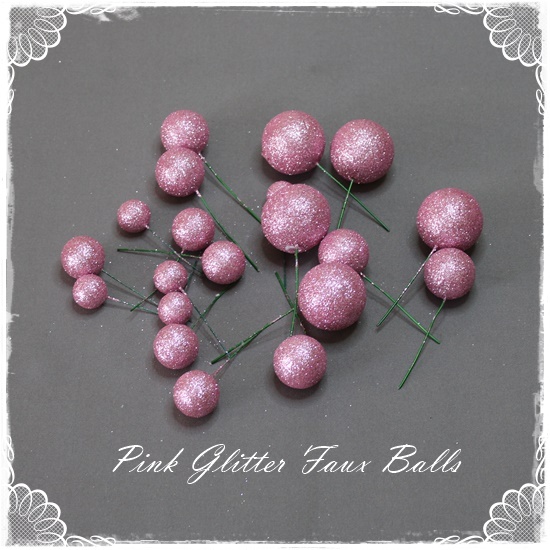 Faux Balls – Pink Glitter – 20