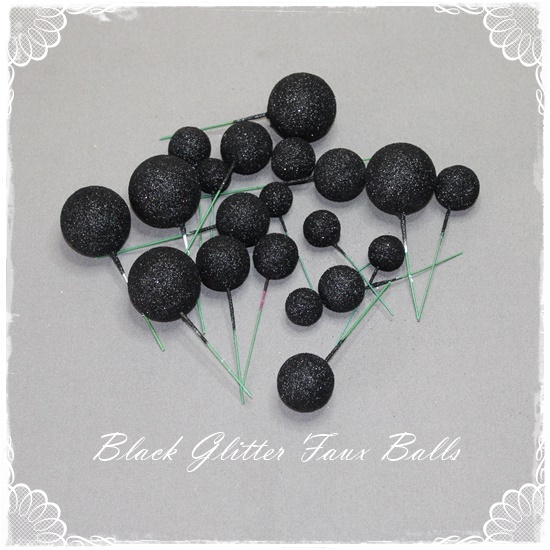 Faux Balls- Black Glitter – 20